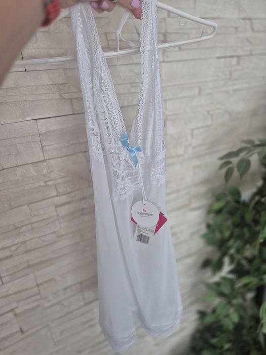 Biała koszula nocna Obsessive S/M