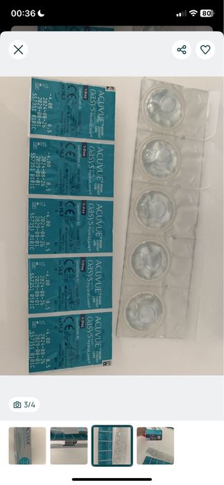 Soczewki jednodniowe oasys acuvue -4:00 nowe - rozdarte opakowanie