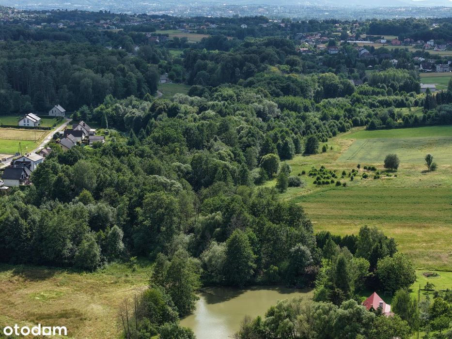 Duża działka Budowlana 39a , rzeczka , las , staw , media , Bielsko B