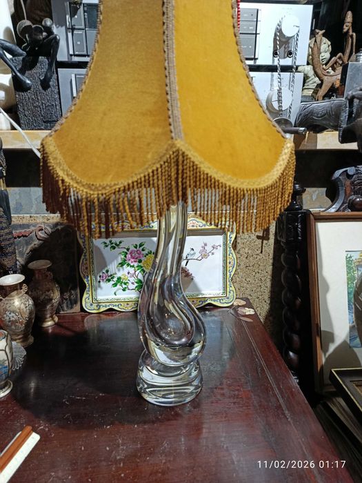 Candeeiro Cristal Val Saint Lambert 38 cm até Abajur Anos 60