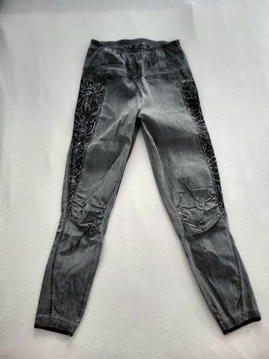 UNIKAT spodnie grube wiskoza nylon high talia jesień zima 38 m 40 l