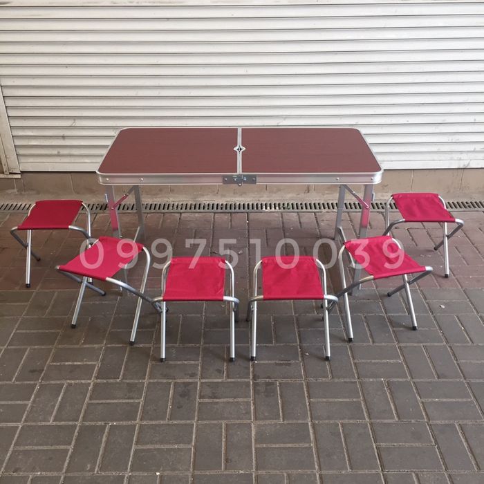 УСИЛЕННЫЙ стол + 6 стульев. Раскладной для пикника кемпинга