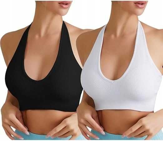 Damski biustonosz sportowy typu halter z odkrytymi plecami S 2 szt.