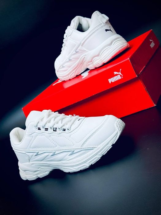 Шкіряні кросівки Puma білі жіночі ідеальні на весну хіт