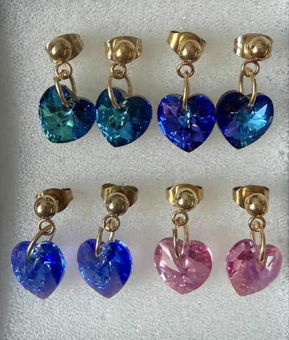 Kolczyki serduszka krysztaly Swarovski para ( 4 kolory do wyboru )