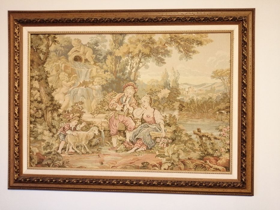 Quadro de Arraiolos com moldura clássica 1,22m x 0,90m Peça tradic