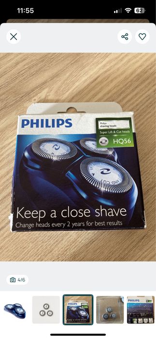 Philips Pack 3 cabeças de corte HQ56 lâminas - Novo