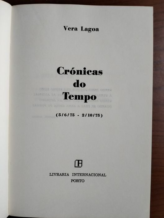 Livro Vera Lagoa - Crónicas do Tempo