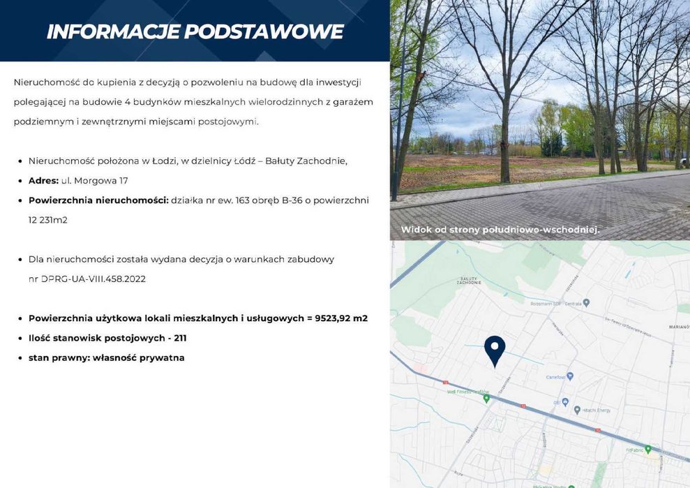 Działka z prawomocnym PnB, PU 9500 m², 4 budynki mieszkalne wielorodzinne, naziemne miejsca postojowe - Widok 2
