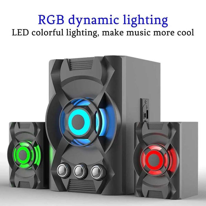 Настільні колонки з сабвуфером 2.1 та Bluetooth: звук без дротів!