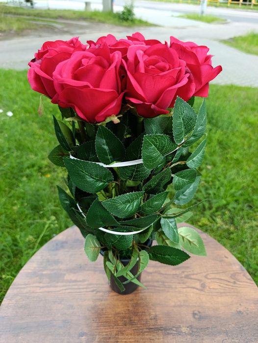 Bukiet róże premium! do wazonu sztuczne kwiaty stroik na grób cmentarz