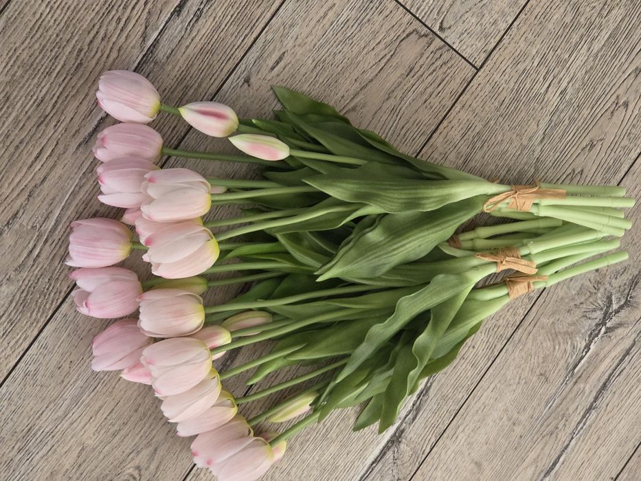 Tulipany bukiety 5szt pastelowy róż silikonowe