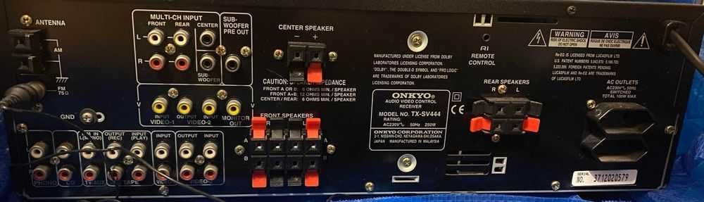 Amplificador audio e video ONKYO TX SV444 control, com comando