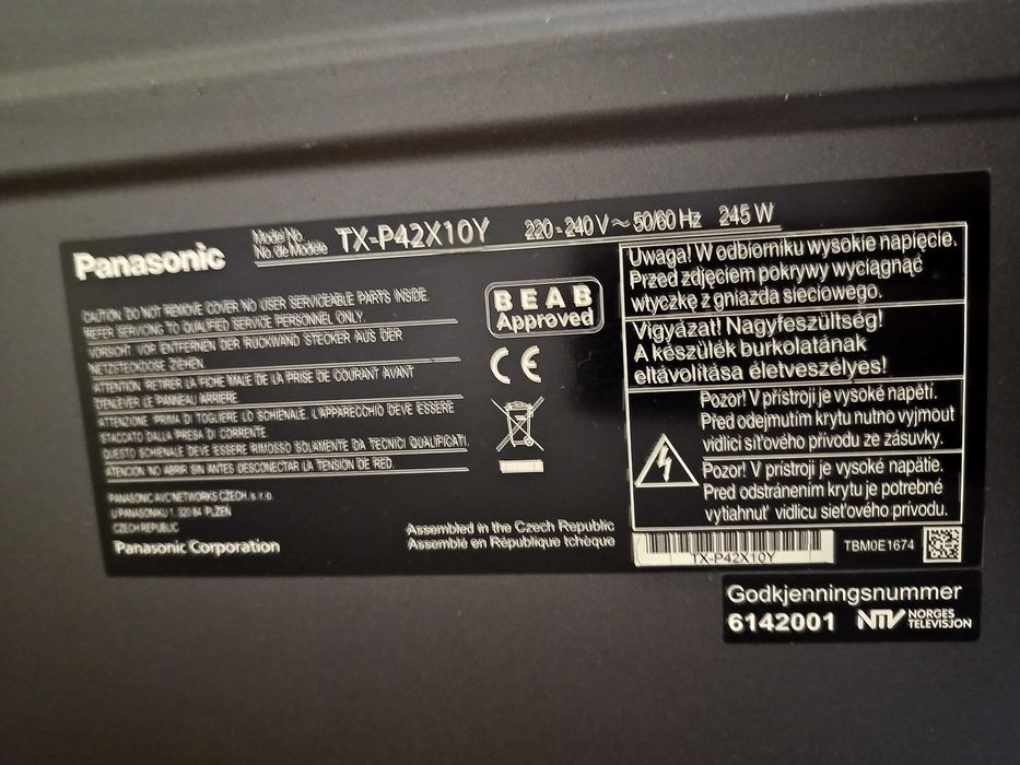 Panasonic viera TXP42X10Y