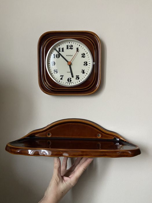 Zegar ceramiczny Kienzle Quartz; Półka ceramiczna, stara, vintage