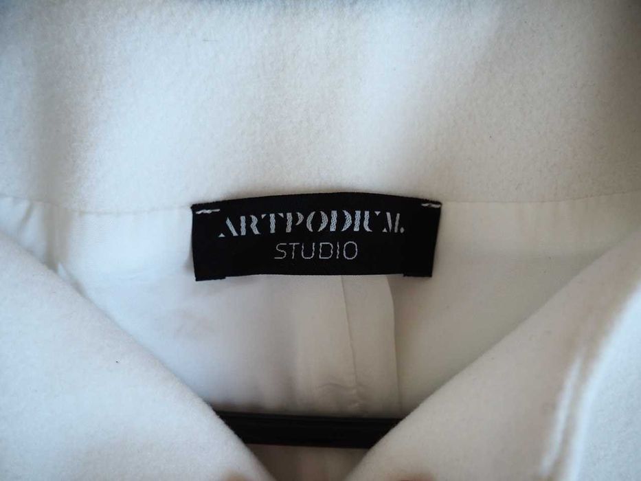 płaszcz ślubny ivory wełna i kaszmir perły S 36 M Artpodium studio