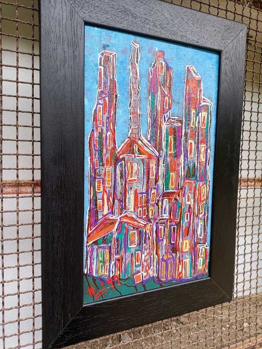 Pintura a óleo sobre platex datado e assinado