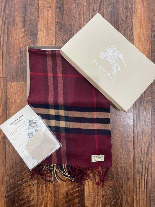 Шарф Burberry червоний кашеміровий 32/180см
