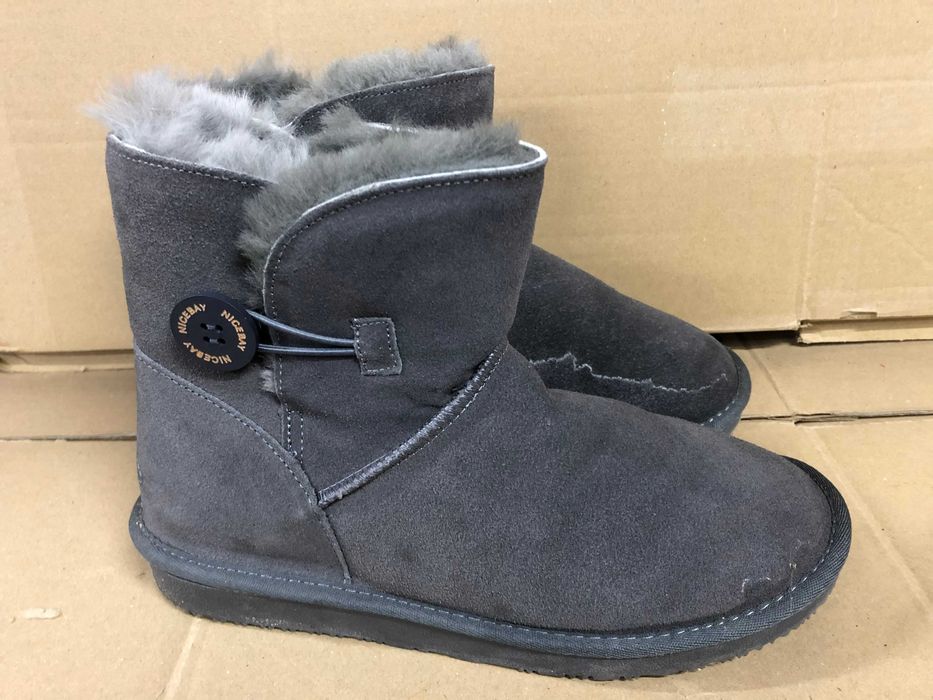 2761 Skórzane Botki Śniegowce Zimowe NICEBAY Mega Ciepłe Wełna 40