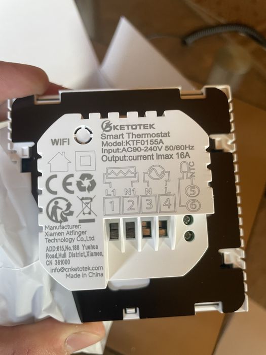 Термостат KETOTEK KTF0155A WiFi 16A для теплої підлоги Smart Life Tuya