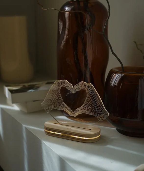 Ночник для влюбленных руки сердце , с USB разъемом , 18/13 см