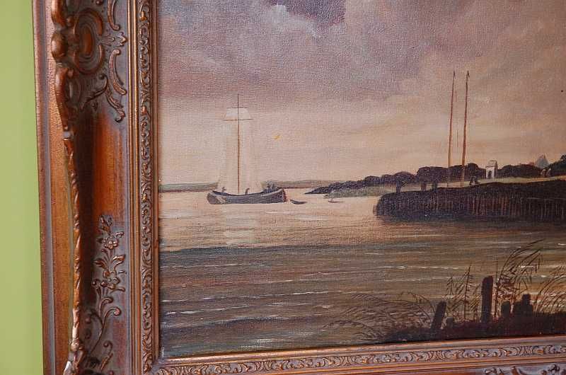 Piękny obraz olej na płótnie - Marynistyka - Sygn 100x80 - Rama GRATIS