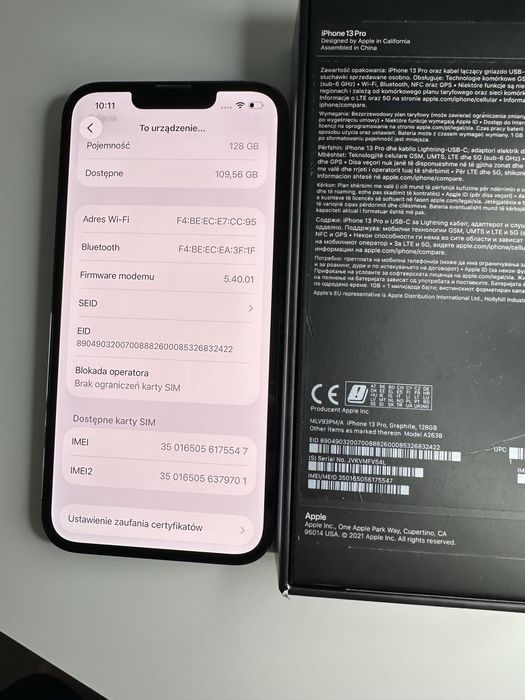 iPhone 13 PRO 128GB | 100% Baterii | Śliczny! Okazja!