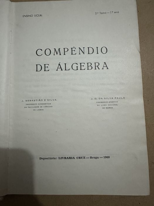Livro antigo compendio de algebra