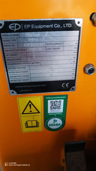 Paleciak elektryczny EP Equipmnent Co.,  LTD