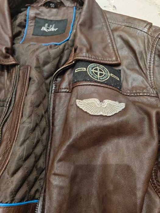 Kurtka pilotka. Skóra naturalna. Brąz. Rozmiar 50.