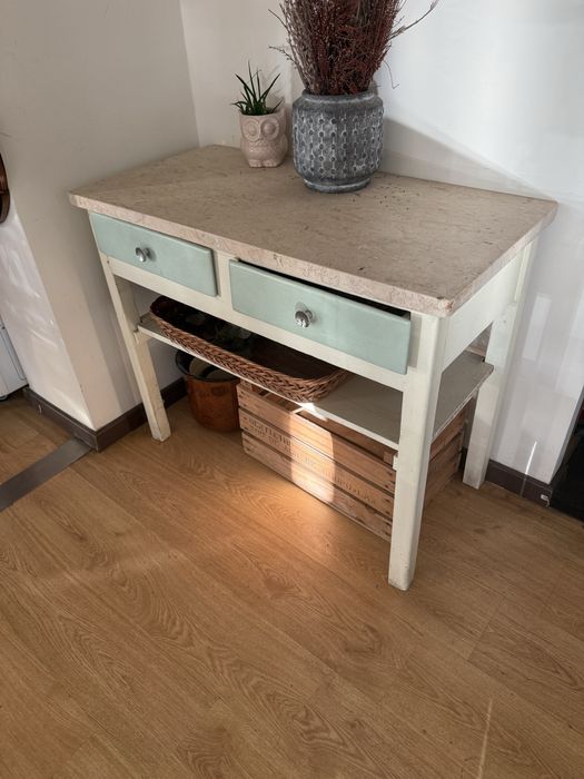 mesa consola ou aparador antigo com tampo de mármore