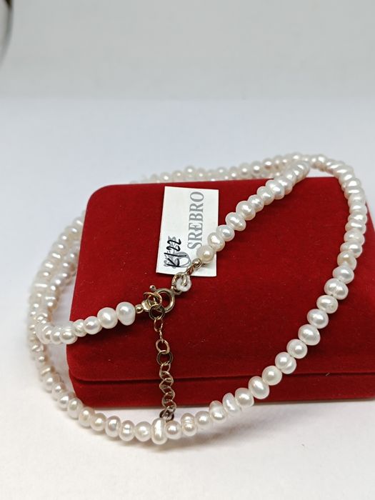 Naszyjnik z drobnymi perełkami, naturalne hodowlane dł.50-54cm