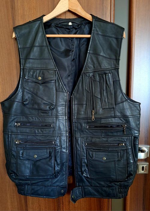 Czarna kamizelka z naturalnej skóry