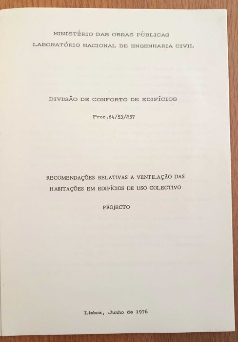 Engenharia Civil - Instalações de ventilação - LNEC