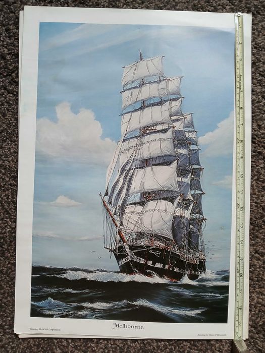 posters de barcos à vela - "courtesy Mobil Oil Corporation"