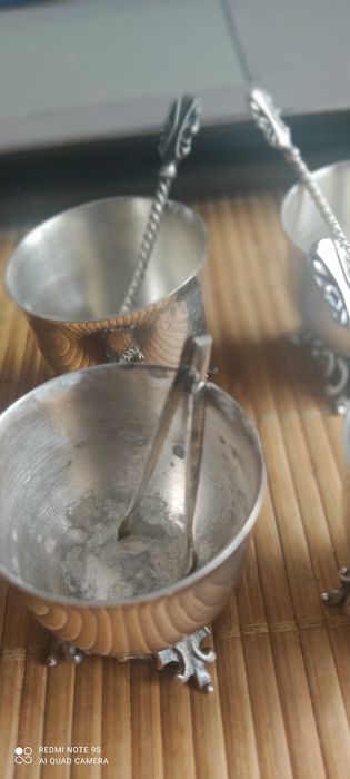 RESOVIA posrebrzana solniczka +łyżeczka  4 sztuki