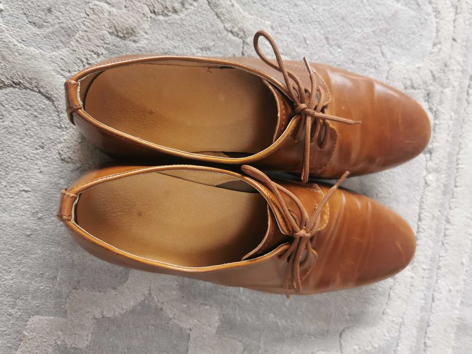 Komunijne Skórzane, brązowe, eleganckie buty r. 36