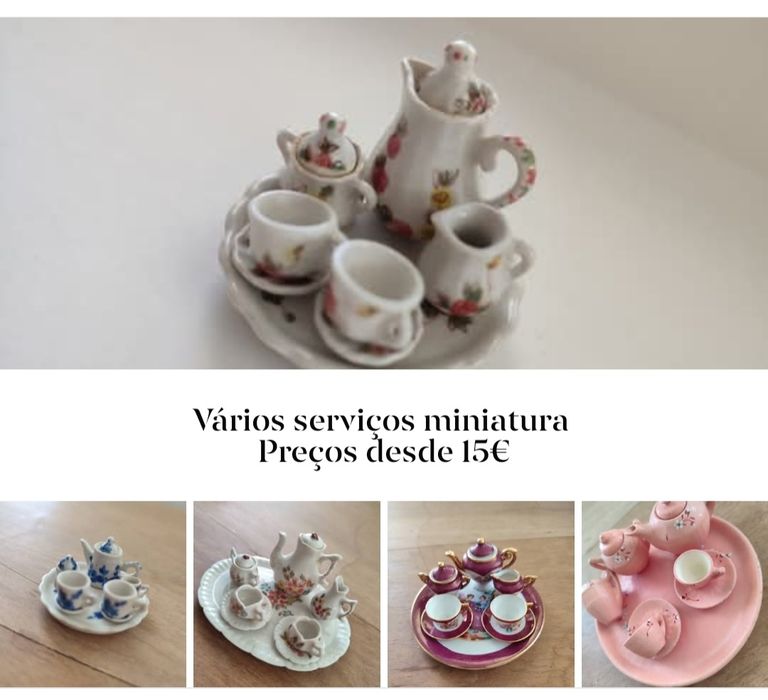 Vários serviços de café miniatura para colecionar