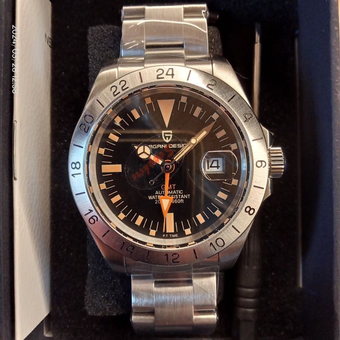 Часы Pagani Design GMT хомаж Rolex Explorer 2 Freccione