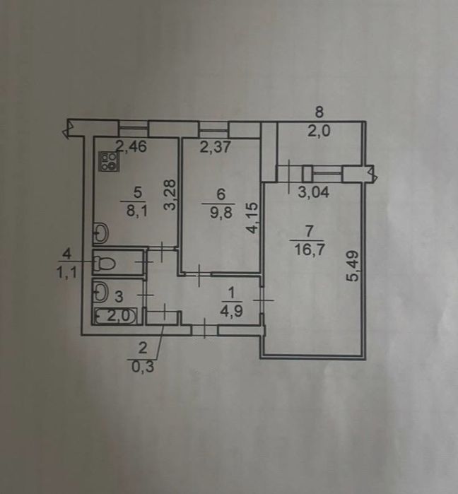 Продам двокімнатну квартиру в центрі під ремонт