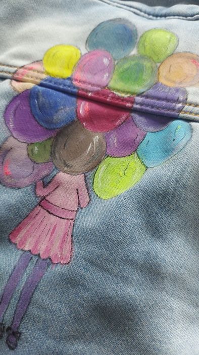 Katana kurtka dzinsowa jeans rozm.74 ręcznie malowana