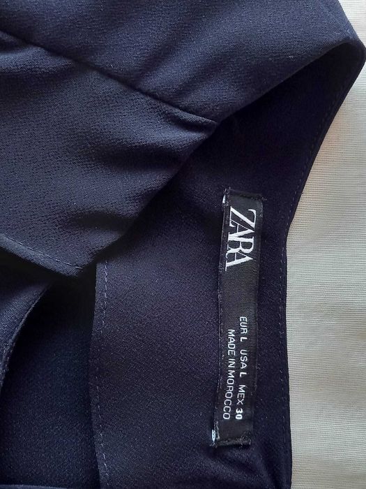 (NOVO, PORTES GRÁTIS) ZARA: Vestido Azul-Marinho Com Folhos