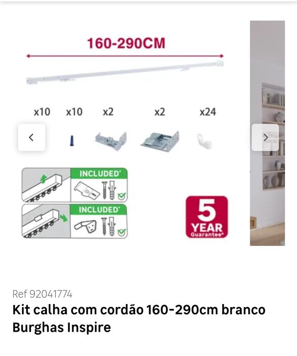 Varão 160 até 290cm novo