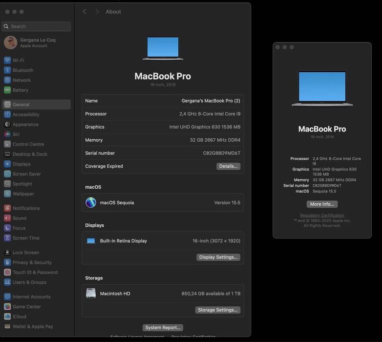 MacBook Pro 16” (2019) – i9, 32GB RAM, 1TB SSD