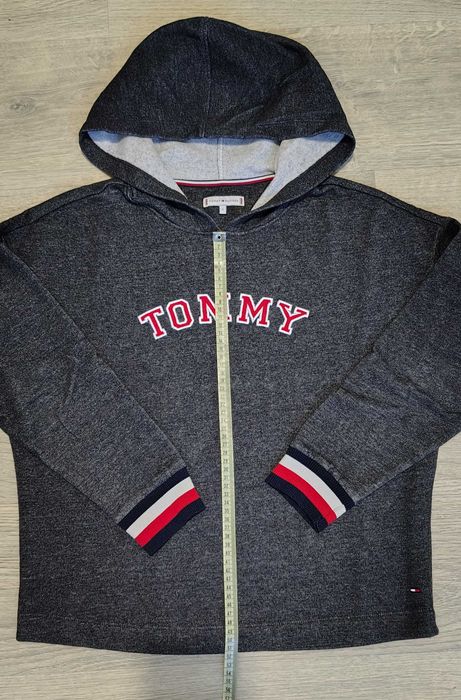 Młodzieżowa dziewczęca lub damska ciemnoszara bluza z kapturem Tommy Hilfiger rozmiar S.