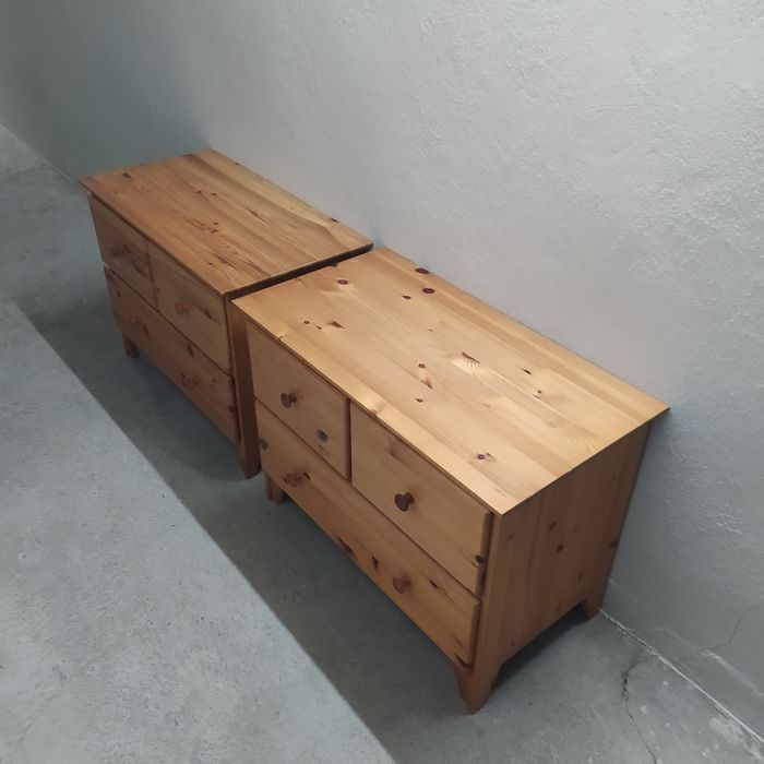 Zestaw, 2 x komoda drewniana 3 szuflady, sosna