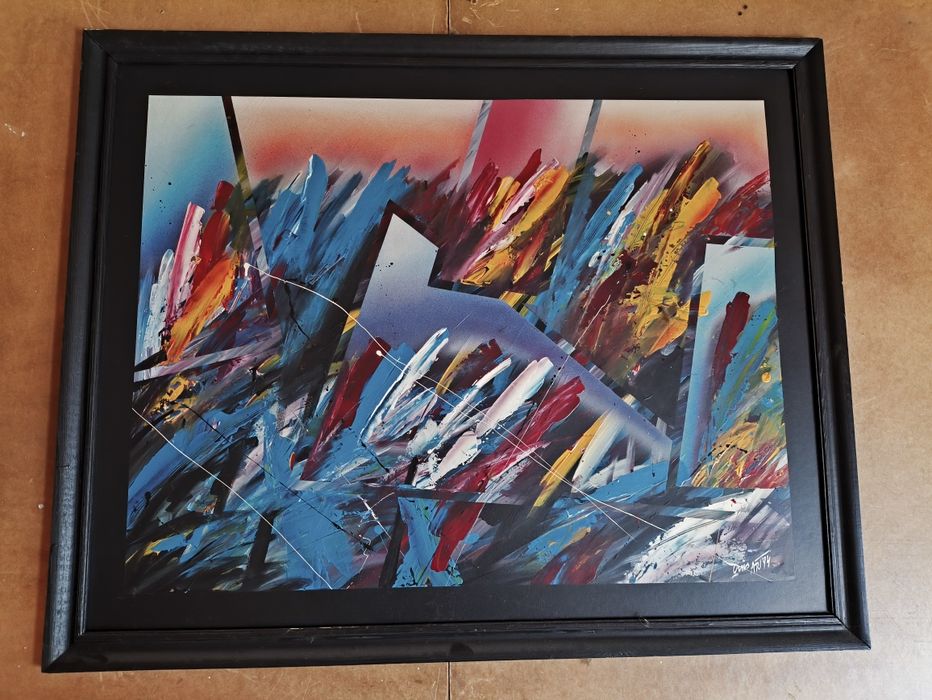 Duży Dyptyk 2 szt. Obrazy Abstrakcja 80x99cm Retro Vintage Loft Rama