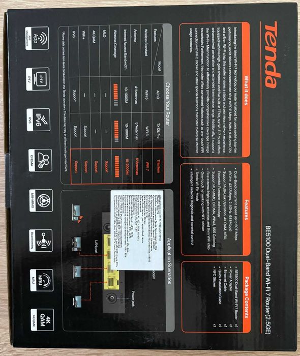 Роутер Tenda TE6L Pro (2.5 гігабітний WAN порт, Wi-Fi 7)