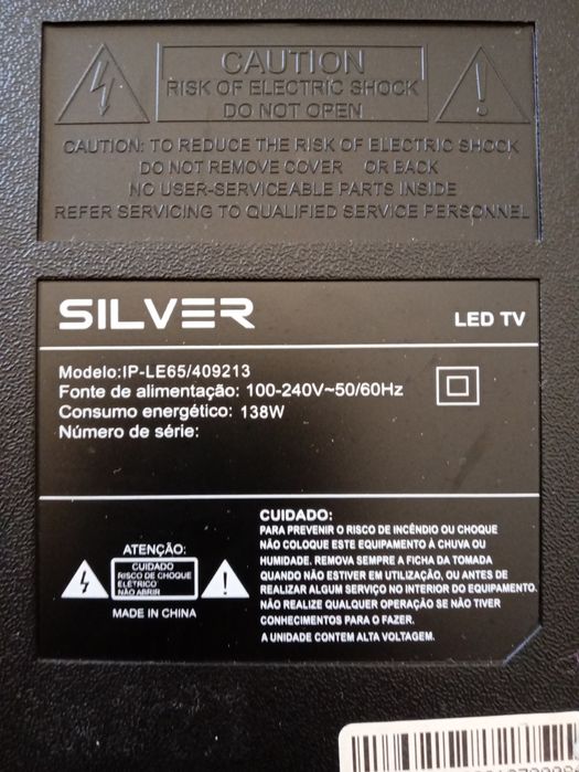 TV Smart silver 65 polegadas com avaria