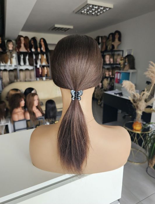 Topper z włosów naturalnych Natalia brąz zagęszczenie tupet
